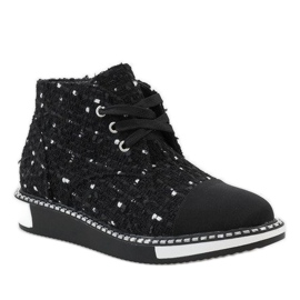 Crne čizme na vezanje TS1811 crno 1