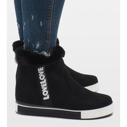 Crne čizme od antilopa obložene krznom NB252P-1 crno 2