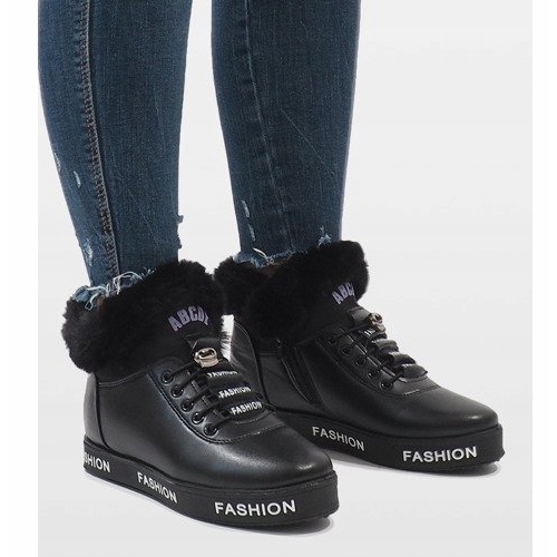 Crne čizme s podstavom od krzna GF-ZM106 crna 1