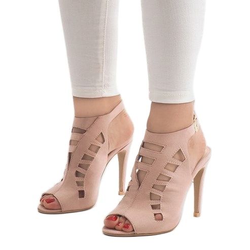 Ružičaste ažurne čizme na visoku petu 238-8 ružičasta 1