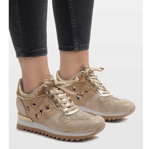 Zlatne tenisice na klin G-127 zlatni 1