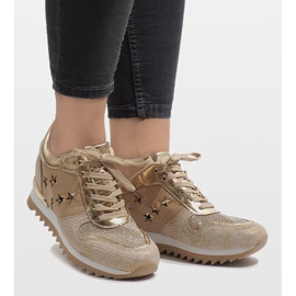 Zlatne tenisice na klin G-127 zlatni 2