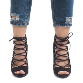 Crne otvorene čizme na visoku petu 9095-83A crna 2