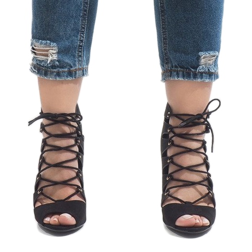 Crne otvorene čizme na visoku petu 9095-83A crno 2