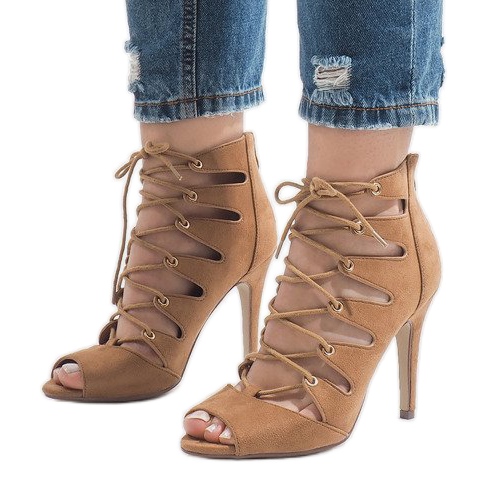 Deve otvorene čizme na visoku petu 9095-83A smeđa 1