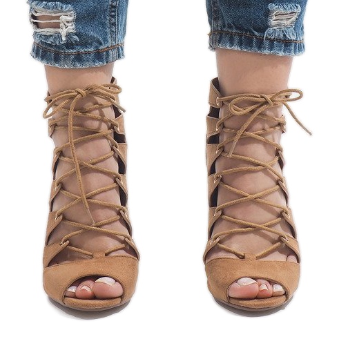 Deve otvorene čizme na visoku petu 9095-83A smeđa 2