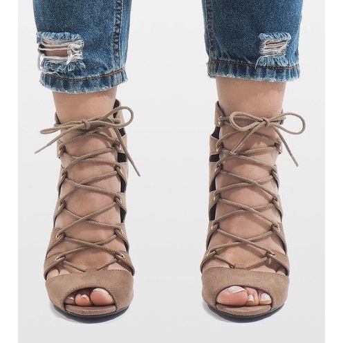 Khaki otvorene čizme na visoku petu 9095-83A višebojan zelena 2