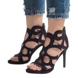 Crne otvorene čizme na visoku petu HF1436-20 crna 1