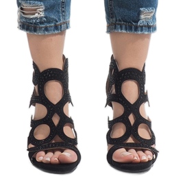 Crne otvorene čizme na visoku petu HF1436-20 crno 2