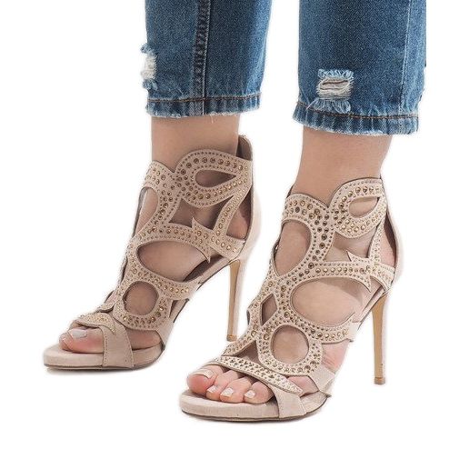 Bež otvorene čizme na visoku petu HF1436-20 1