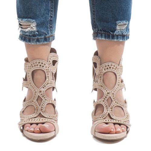 Bež otvorene čizme na visoku petu HF1436-20 2