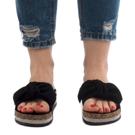 Crne papuče s mašnom N-33 crno 2