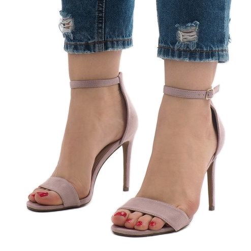 Ljubičaste sandale na visoku petu od antilopa SY-31P ljubičasta 1