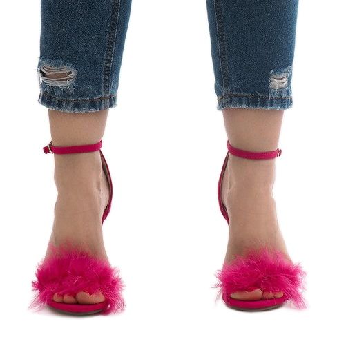 Ružičaste sandale na visoku petu od antilopa NF-19P ružičasta 1