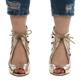 Zlatne lakirane čizme s otvorenim krovom C-003 zlatni 1