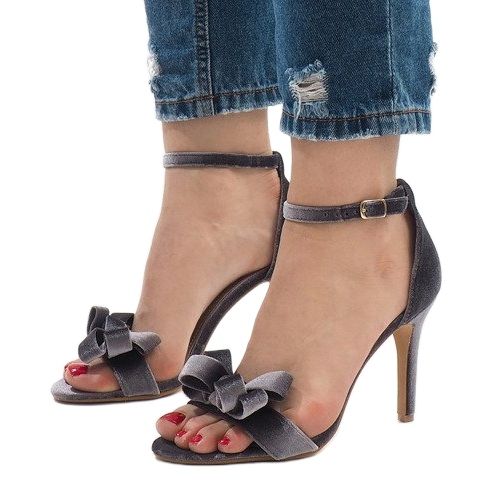 Sive sandale od antilopa s mašnom LB-291 siva 1