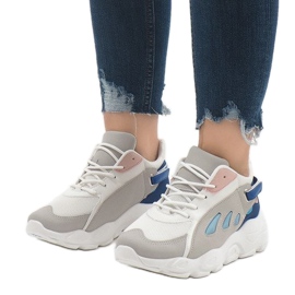 Raznobojne trendovske sportske cipele 9115 Plava bijela ružičasta siva 1