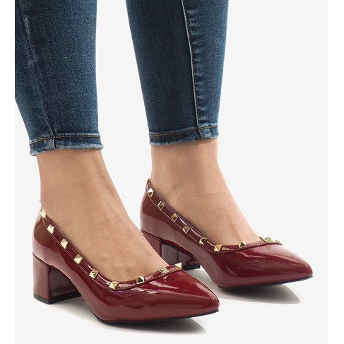 Bordo lakirane pumpe na stupu X-70 crvena raznobojna 1