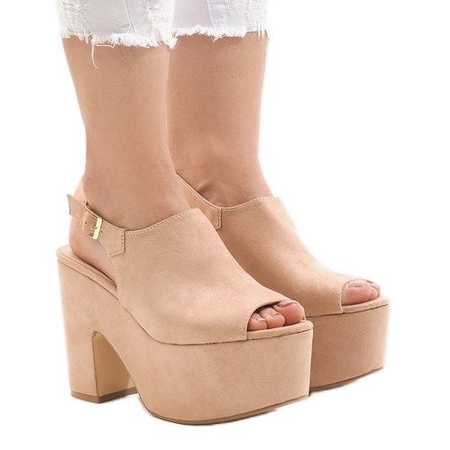 Ružičaste sandale na masivnom bloku 8263CA ružičasta 1