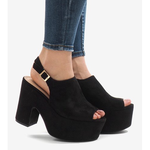 Crne sandale na masivnom bloku 8263CA crna 2