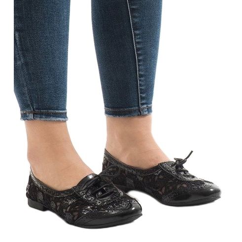 HC236 crne tenisice od čipke crno 1