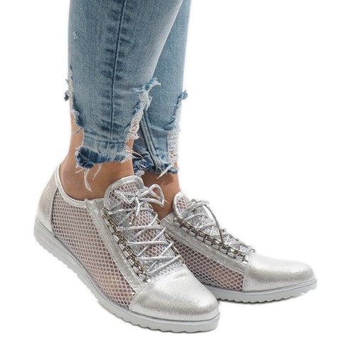 Srebrne ažurne cipele TL44 siva 1