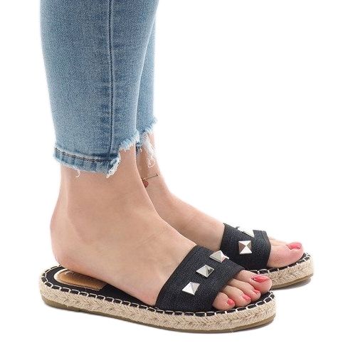 Crne traperice papuče 7087 klinova crno 1