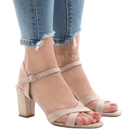 PA1 Bež sandale s visokim potpeticama FH39002 1