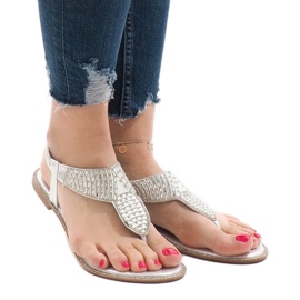 Srebrne sandale ukrašene JN1359-2 siva 1
