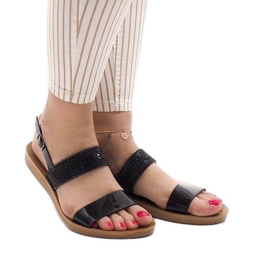 Crne sandale sa šljokicama G-515-01 crno 1