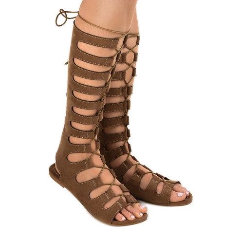 Smeđe sandale s ravnim gladijatorom 289-9 smeđa 1