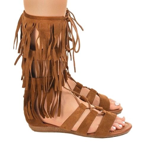 Smeđe sandale s ravnim gladijatorom D-41 smeđa 1