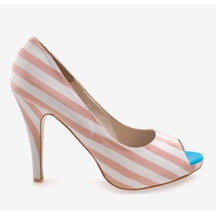 Ružičaste otvorene štikle K011 bijela ružičasta 2