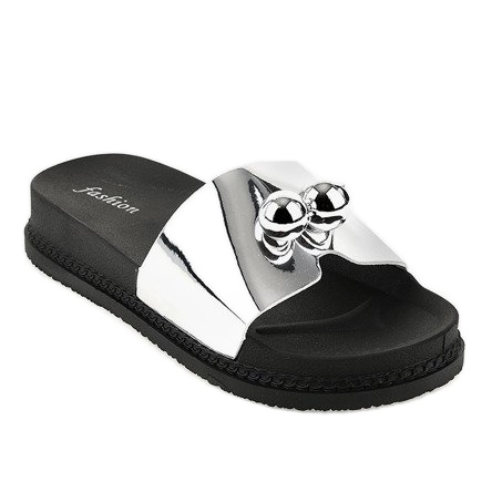 Srebrne papuče s lopticama 1819 siva 1