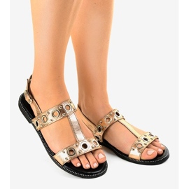 Sandale na klin s šampanjcem A-88 zlatni 1