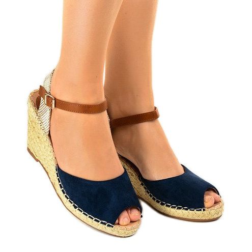 Tamnoplave sandale na klin 2895 crno 1