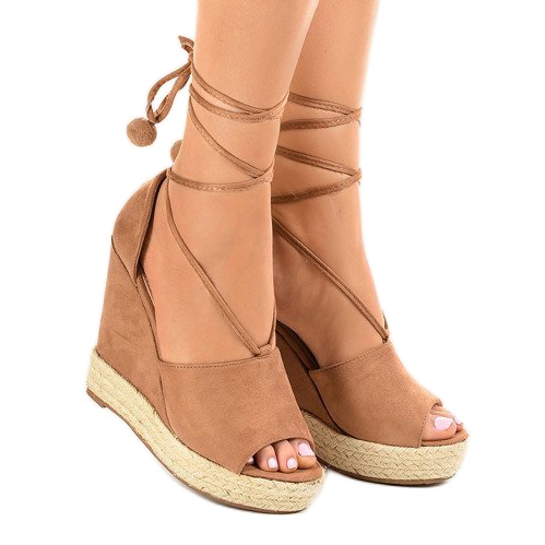 Bež sandale na klin espadrile FK-228 1