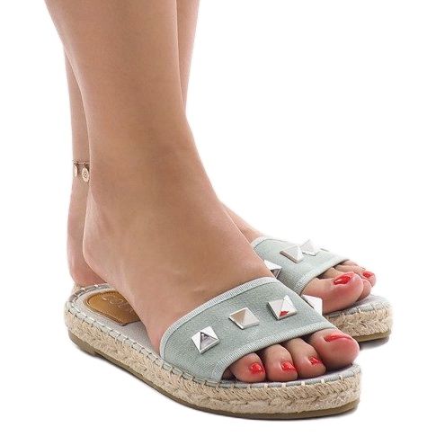 Zelene traperice papuče s klinovima 7087 raznobojna zelena 1