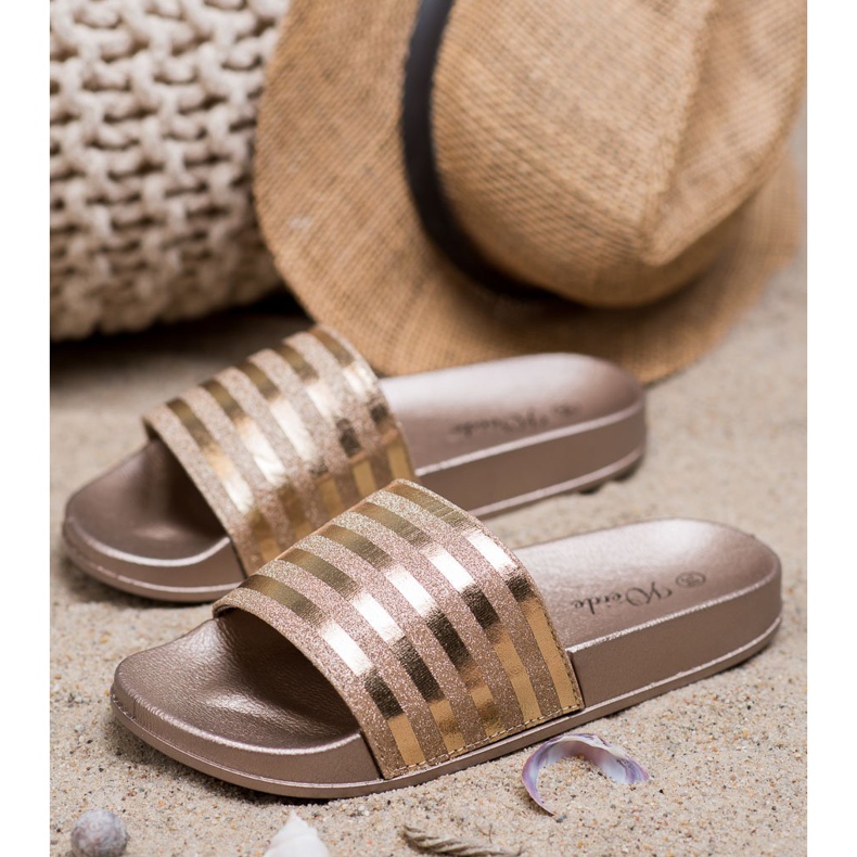 Weide Papuče sa sjajem žuta boja 2