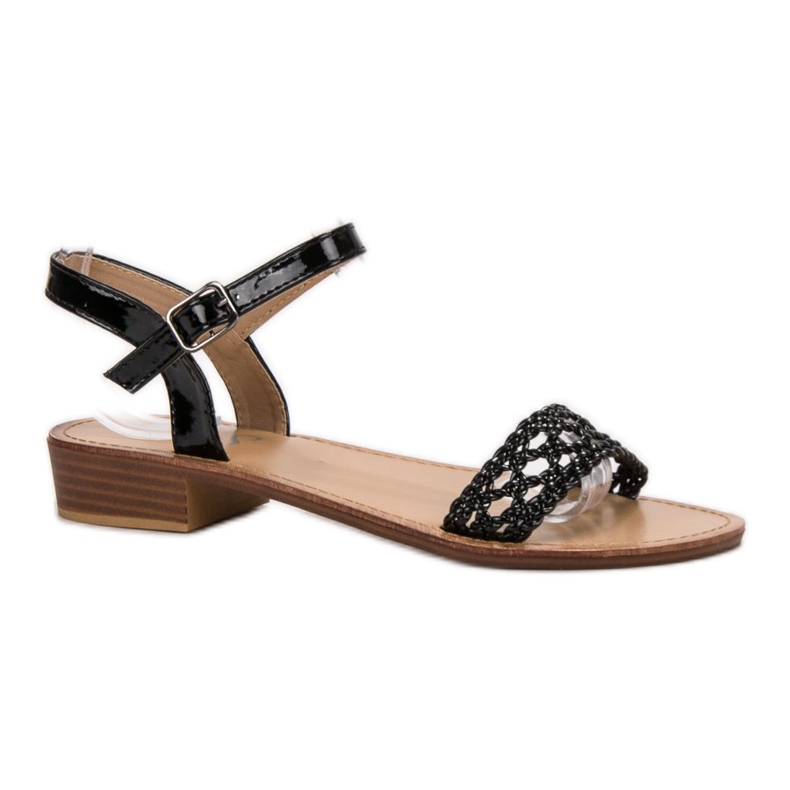 SHELOVET Pletene sandale na visoku petu crno 1