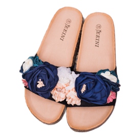 SHELOVET Crne papuče s kvadratima crna 2