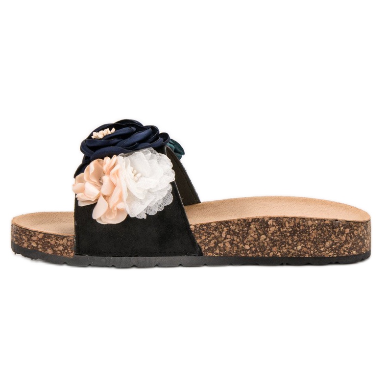 SHELOVET Crne papuče s kvadratima crna 1