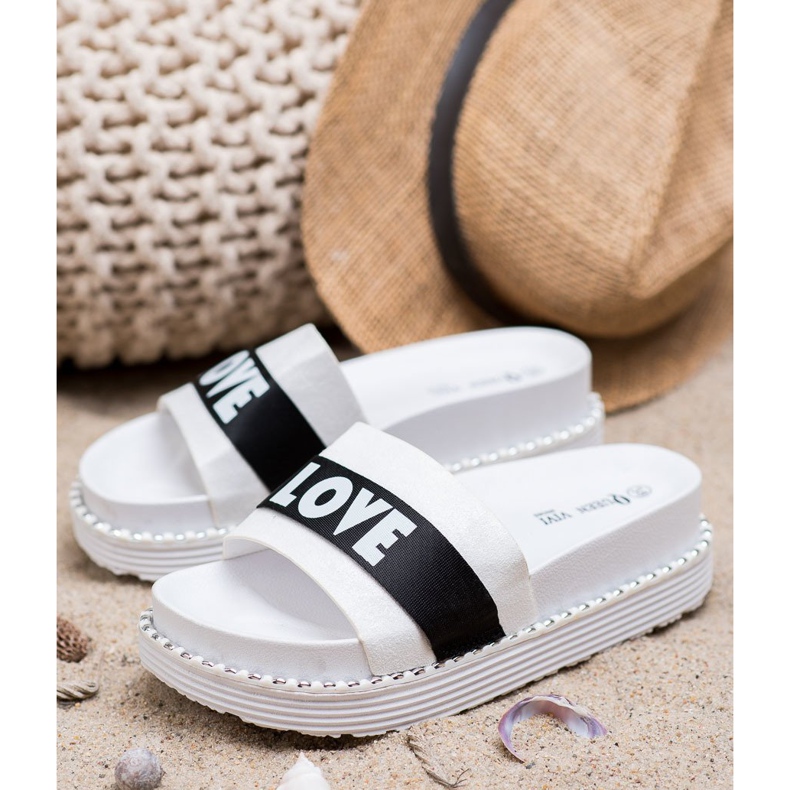 Queen Vivi Obožavam papuče od antilopa bijela 1