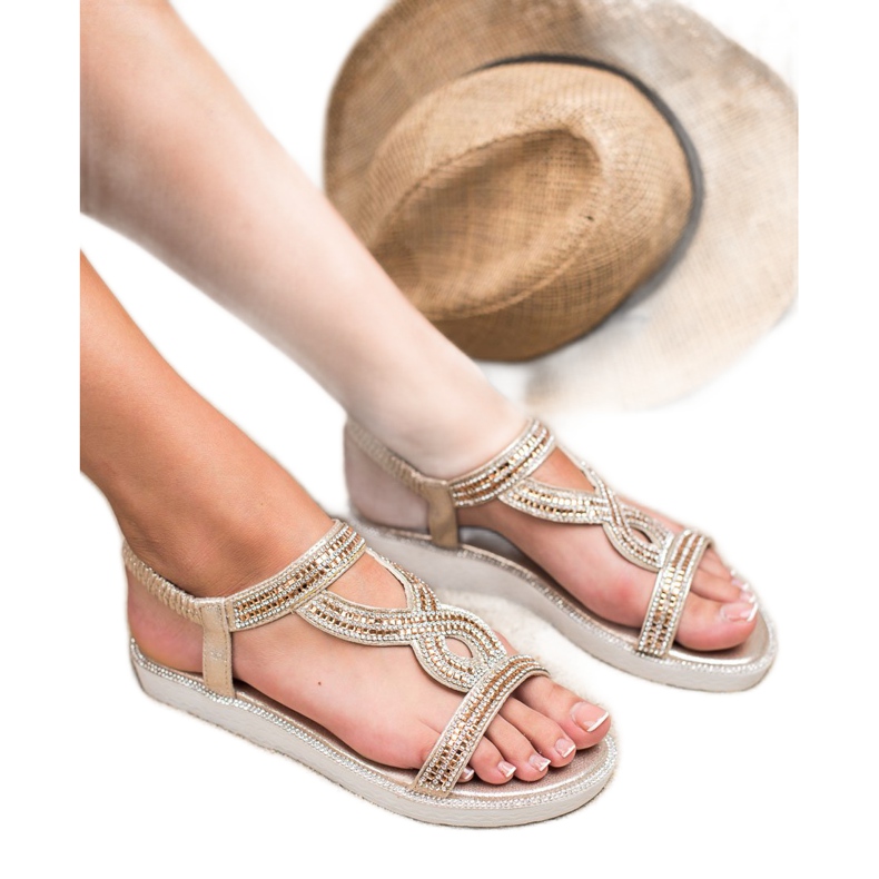 SHELOVET Klizne sandale na klin žuta boja 2