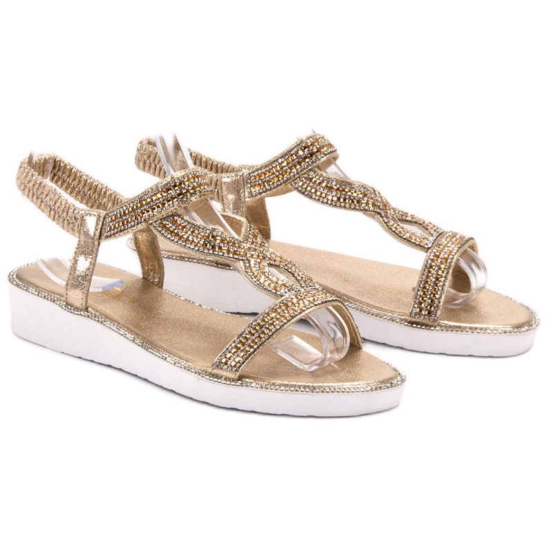 SHELOVET Klizne sandale na klin žuta boja 1