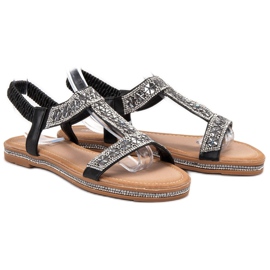 Bello Star Ukrašene crne sandale crna 1