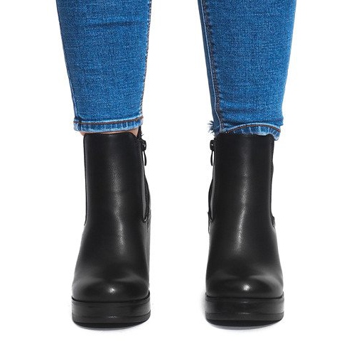 Čizme na petu s elastičnom X9098 crnom crna 1