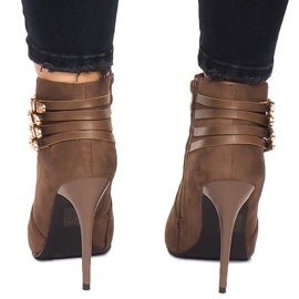 Čizme na antilop visokoj peti YS20-1 Khaki kaki 1