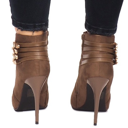 Čizme na antilop visokoj peti YS20-1 Khaki kaki 1