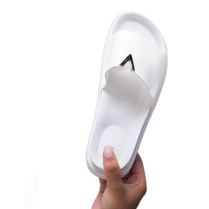 SHELOVET Papuče na platformi bijela 2